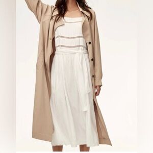 ARITZIA WILFRED Sz M Honoree 100% Modal Tiered Skirt Spaghetti Straps Dress BLUE